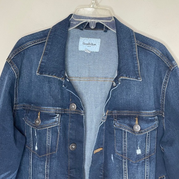 GOODFELLOW & CO Men's Monticello Wash Denim Trucker Jacket, Large - Picture 4 of 10